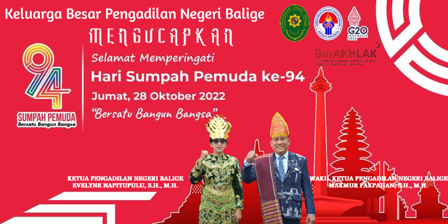 SELAMAT MEMPERINGATI HARI SUMPAH PEMUDA KE-94 (28 Oktober 1928 - 28 Oktober 2022)